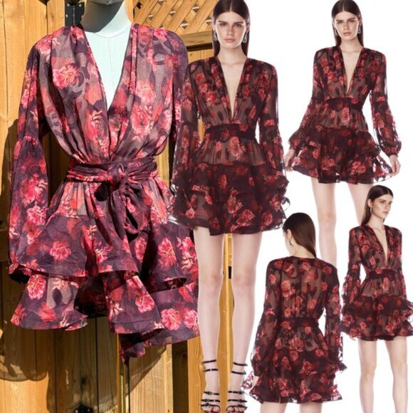 🆕 BRONX & BANCO 🧿 NWOT Bedouin Coastal Mini Dress, Rose Burnout - Sz XS US 2 - Picture 1 of 15